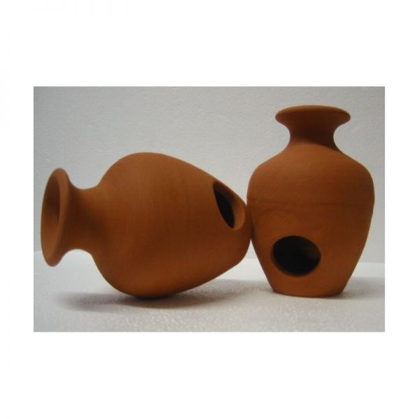 Aquarium Dekoration Vase mit 2 Eingängen in terra