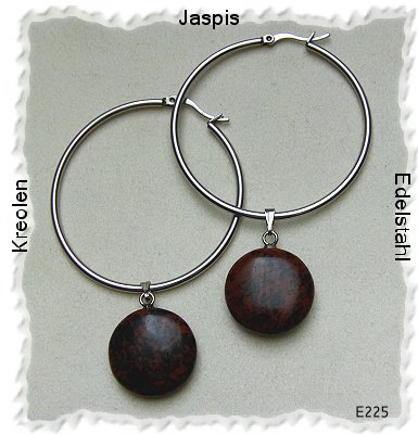 Silberschmuck,  Kreolen mit dem Jaspis