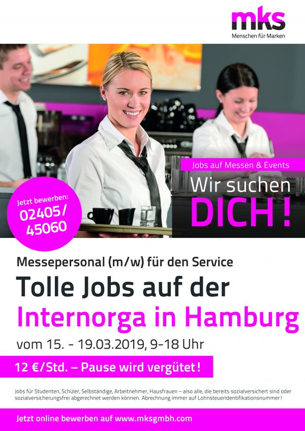 Hamburg - Studentenjobs (w/m) auf der Internorga vom 15.03.-19.03.2019!
