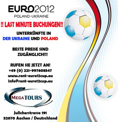 UEFA EURO 2012 Fußball-Europameisterschaft - in der Ukraine. Buchungen der Unterkünfte.