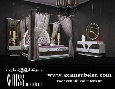 WOISS Möbel neues Modell hochglanz Himmelbett Gold schlafzimmer