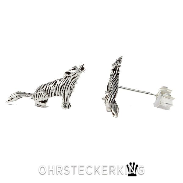 Ohrstecker-Wolf-Echt-Silber-925-Silber-Neu-Gratis