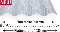 Einschalige Lichtplatten PVC Sinus Waben-struktur-platte Terassen