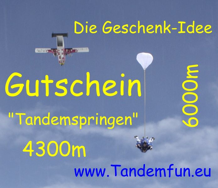 Fallschirmspringen Gutschein als Geschenk Bayern und Österreich