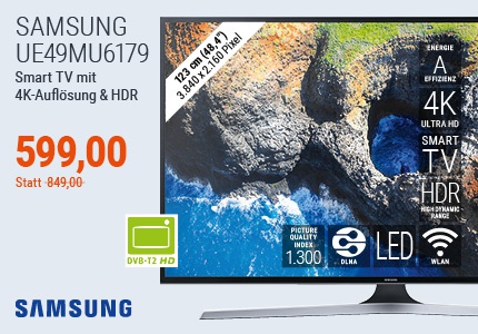 Cyber ​​Deal Samsung UE49MU6179 123cm 49 '4K UHD Smart TV