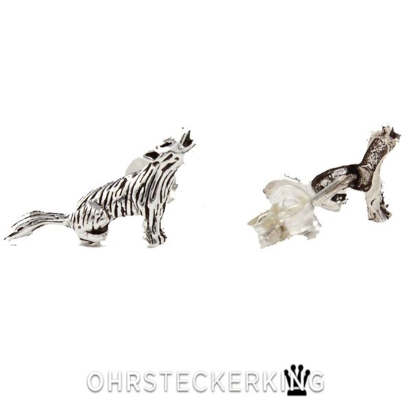 Ohrstecker-Wolf-Echt-Silber-925-Silber-Neu-Gratis