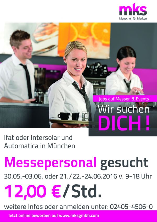 Studentenjobs auf der IFAT in München (30.05.-03.06.)