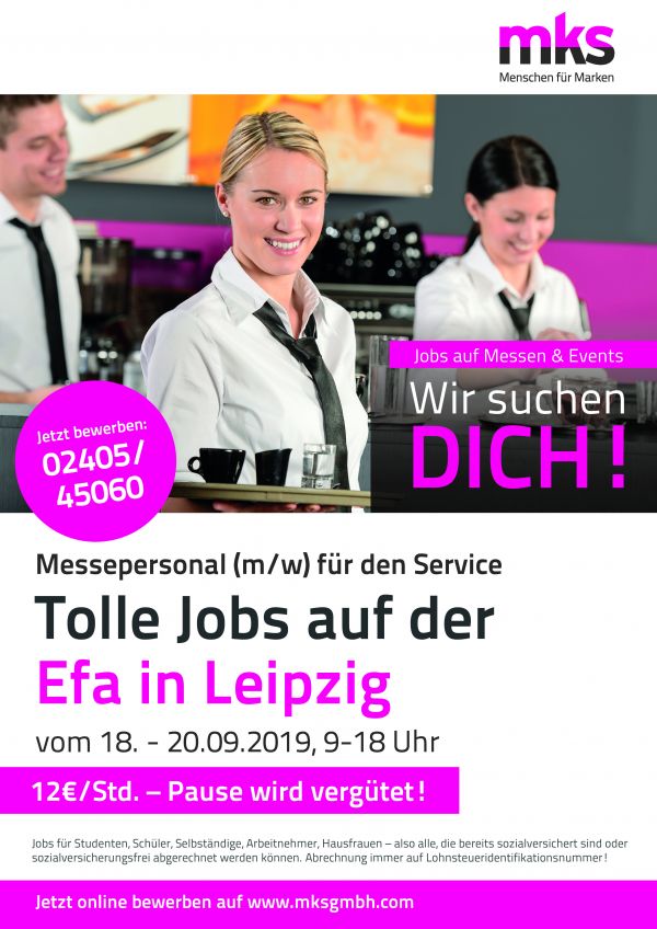 **TOP-VERDIENST** Studentenjobs (w/m/d) Efa 18.09.- 20.09.2019 in Leipzig!