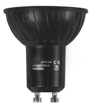 GU10 LED SMD 3W 225LM 3000K WARMWEISS schwarz SPOT LEUCHTMITTEL