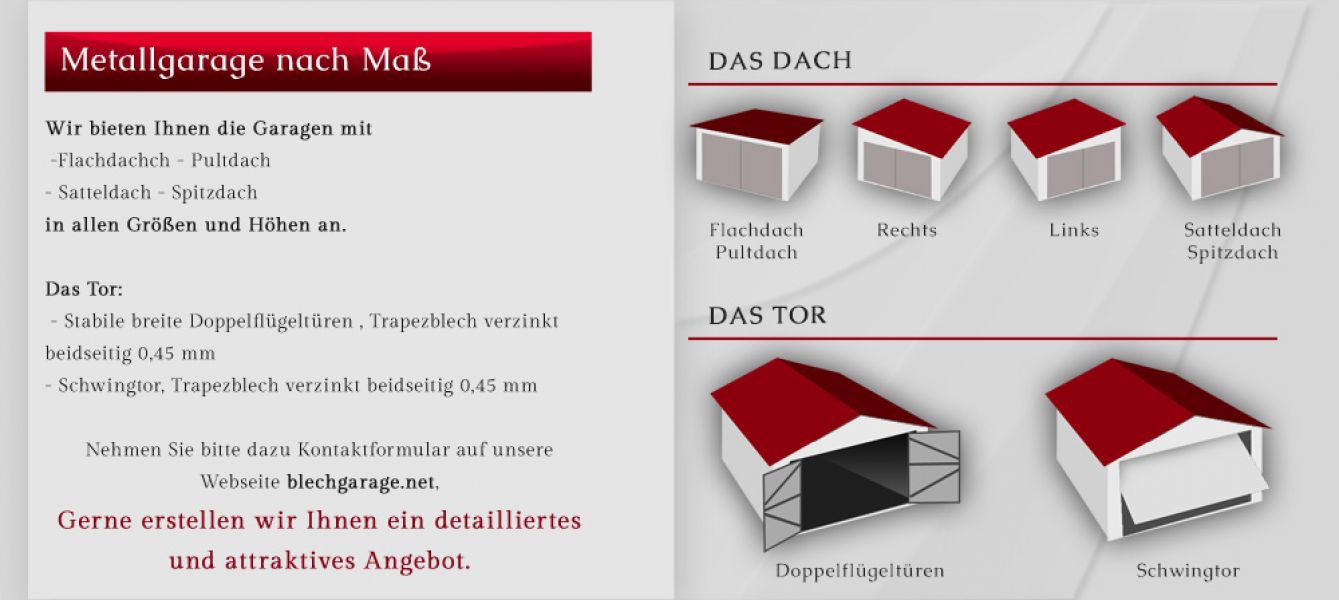 Garage Blechgarage Metallgarage Schuppen Fertiggarage Lager - 3x5m