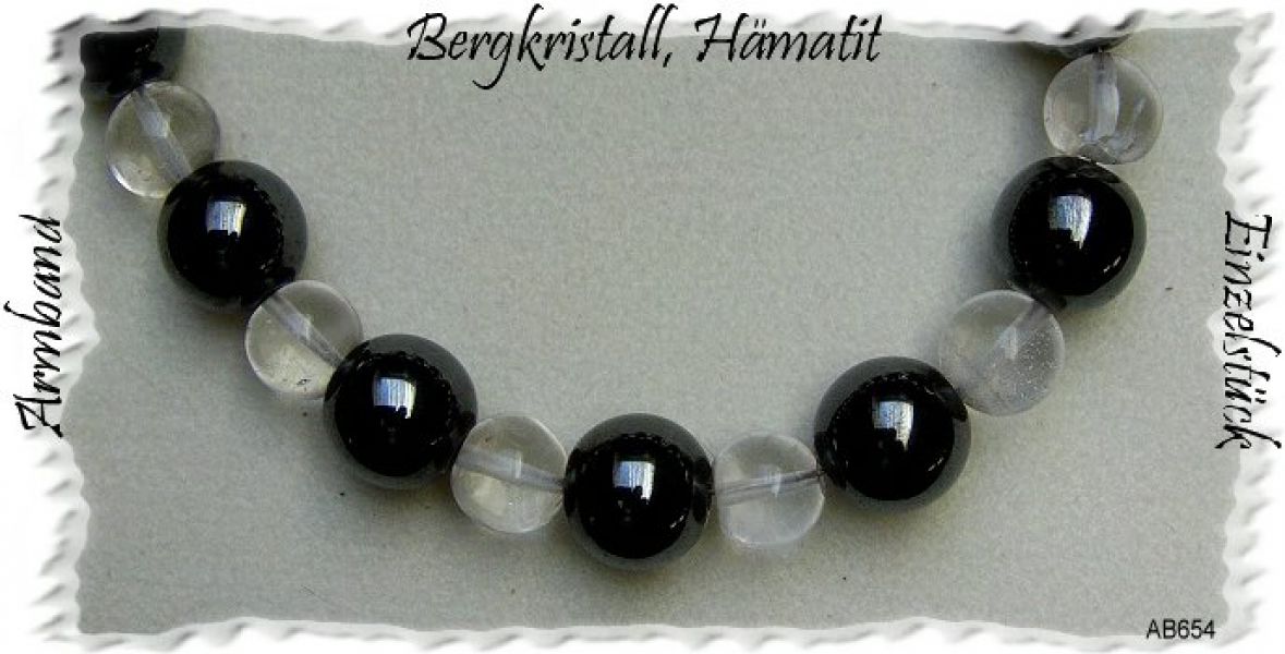 EdelsteinSchmuck, Bergkristall-Hämatitarmband 