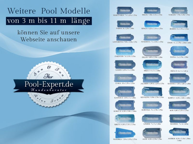 GFK Schwimmbecken Swimming Pool Fertigpool Fertigbecken 6,20 x 3m